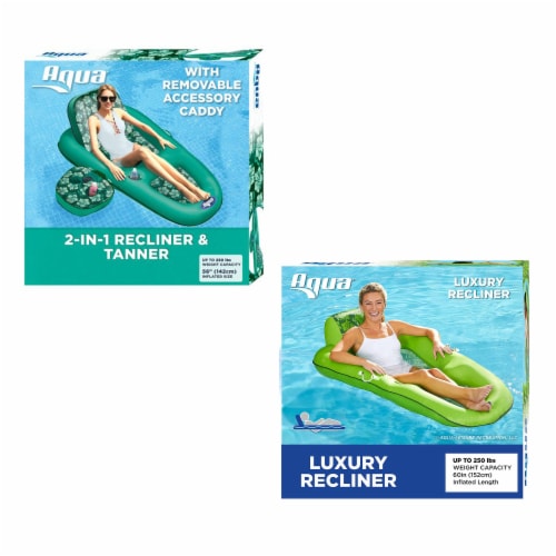 Aqua Leisure Campania Inflatable 2in1 Lounger, Floral & Luxury Water Recliner Perspective: front