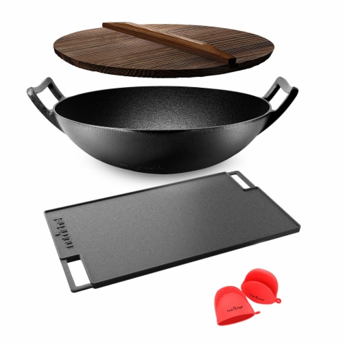 MegaChef Pre-Seasoned Cast Iron 5-Piece Kitchen Cookware Set, Pots and Pans