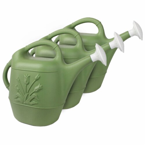 Union Products Plants & Garden 2 Gal Plastic Watering Can, Sage Green, 3 Ct Perspective: front