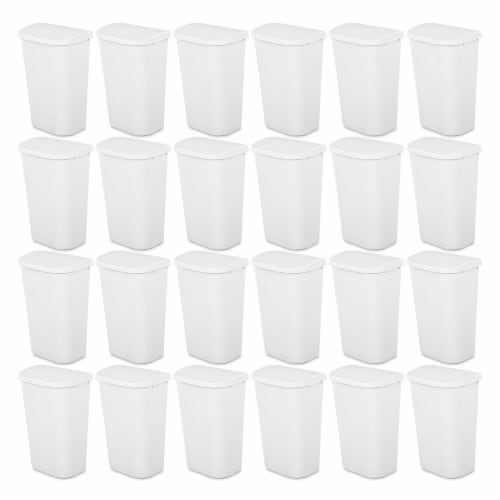 Sterilite 11.3 Gal Lift Top Lid Wastebasket Kitchen Trash Can, White (24 Pack) Perspective: front