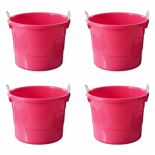 Homz Plastic 18 Gallon Utility Bucket Tub Container with Handles