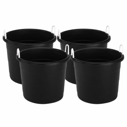 Mainstays Black 17 Gallon Plastic Storage Buckets with Rope Handles