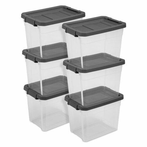 Sterilite 30 Qt Clear Plastic Stackable Storage Bin with Grey Latch Lid, 6  Pack, 6pk - Fred Meyer