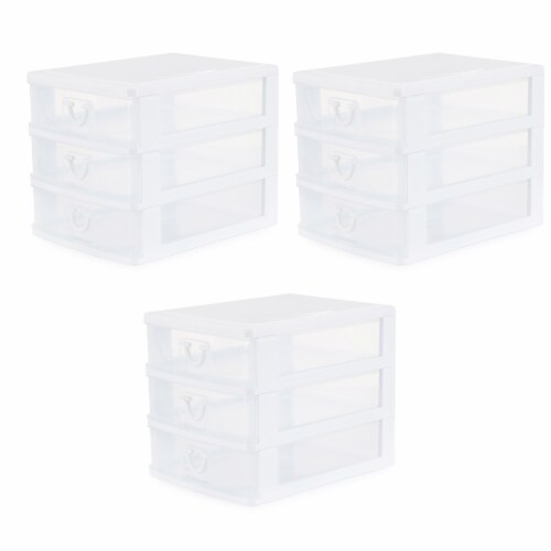 Gracious Living Clear Mini 3 Drawer Desk Organizer with White Finish, 3  Pack, 1 Piece - Baker's