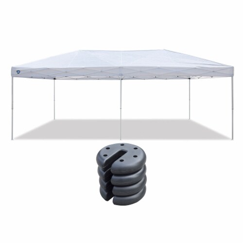 Z Shade 20 x 10 Ft Push Button Instant Canopy White 5 Pound Weights Set of 4 2 Piece Mariano s