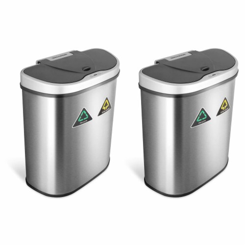 NINESTARS 18.5 Gallon Dual Compartment Motion Sensor Garbage Trash Can