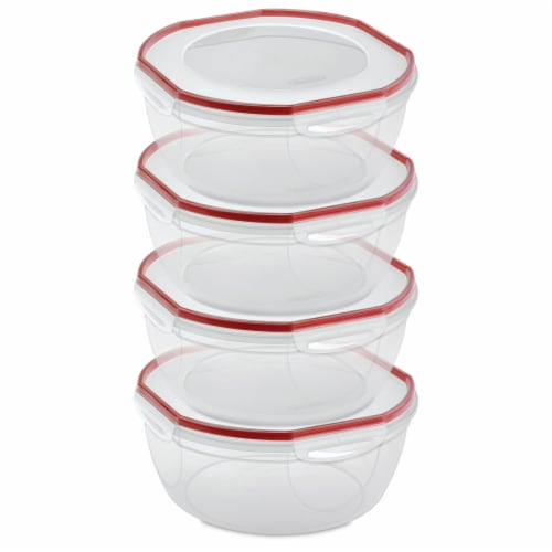 Sterilite Ultra Seal 8.10 Quart Plastic Food Storage Bowl Container, 4 Pack Perspective: front