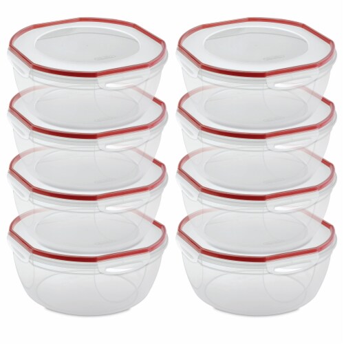 Sterilite Ultra Seal 8.10 Quart Plastic Food Storage Bowl Container, 8 Pack Perspective: front