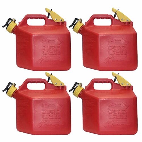 SureCan 2 Gallon Spill Free Type II Self Venting Gasoline Safety Can (4 Pack) Perspective: front