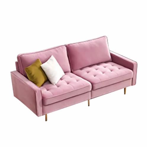 JULYFOX Mid Century Modern Button Tufted Velvet Loveseat Sofa Couch Rose Pink 2 Piece Gerbes Super Markets