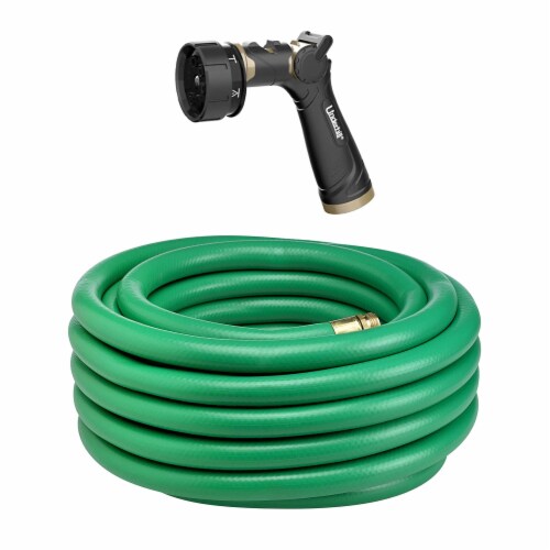 Underhill Ultramax Green 50' Garden Hose w/ Proline Master Gold 7 Spray Nozzle Perspective: front