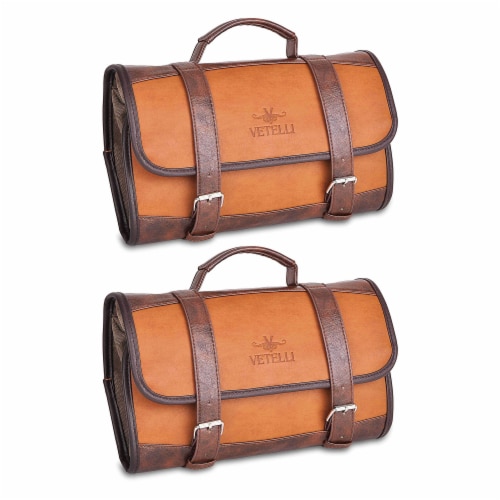 Vetelli Foldable Hanging Leather Travel Toiletry Bag with 4 Pockets 2 Pack 1 Piece Foods Co