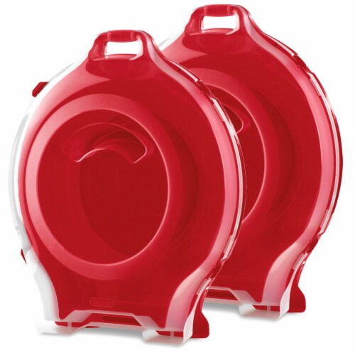 Sterilite Clear Lid Nesting Storage Christmas Holiday Wreath Box, Red (2 Pack) Perspective: front