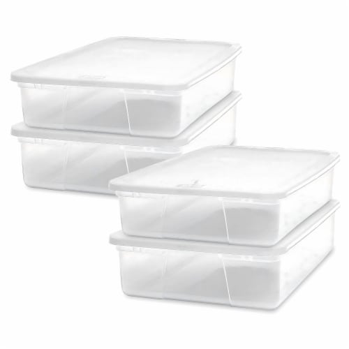 Homz 28 Qt Snaplock Clear Plastic Storage Container Bin with Secure Lid (4 Pack) Perspective: front