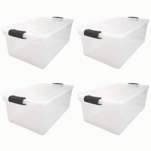 Homz 66 Qt Clear Storage Organizing Container Bin with Latching Lids (4