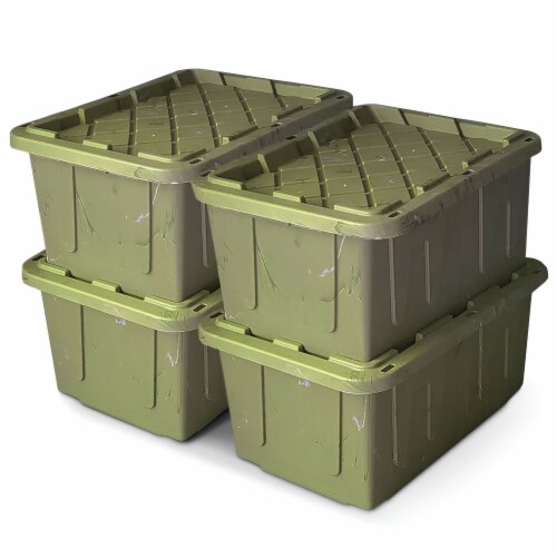 HOMZ Durabilt 27 Gallon Heavy Duty Storage Tote with Lid, Green