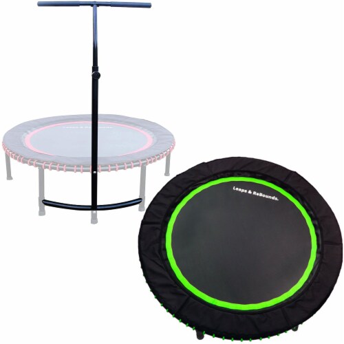 LEAPS & REBOUNDS 48 Adjustable Stability Bar with 48 Fitness Trampoline, Green Perspective: front