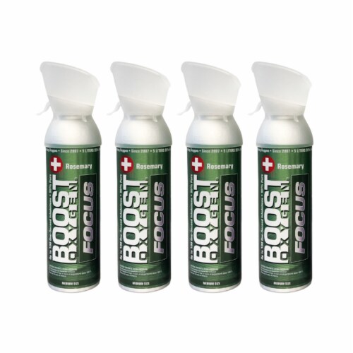 Boost Oxygen 5 L Think Tank Natural Portable Canned Oxygen, Rosemary (4 Pack) Perspective: front