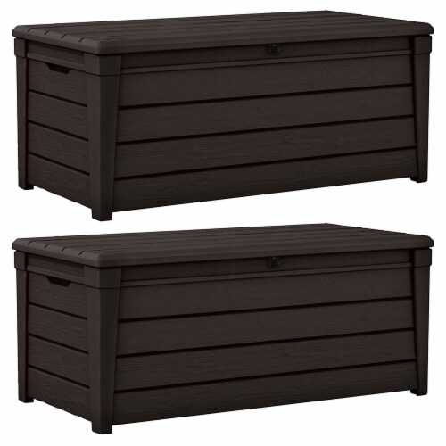 Keter Brightwood Weatherproof Resin Patio Deck Storage Box Bench Brown 2 Pack 2 pack Harris Teeter