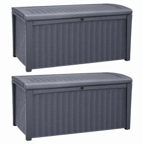 Keter Borneo Rattan Wicker Resin Patio Deck Storage Box Bench