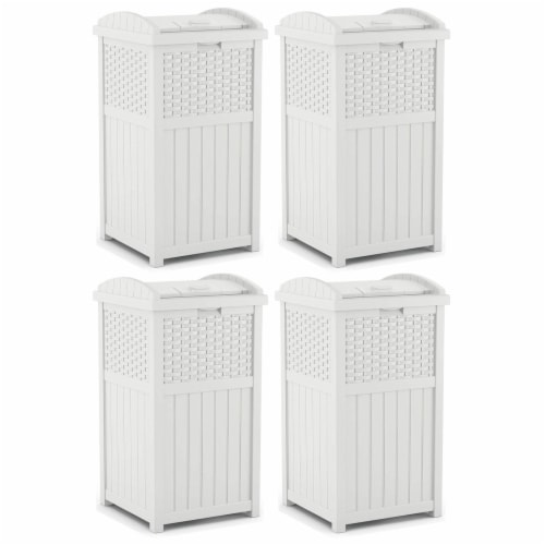 Suncast Trash Can Hideaway Outdoor 33 Gallon Garbage Waste Bin, White (4  Pack), 1 Piece - City Market