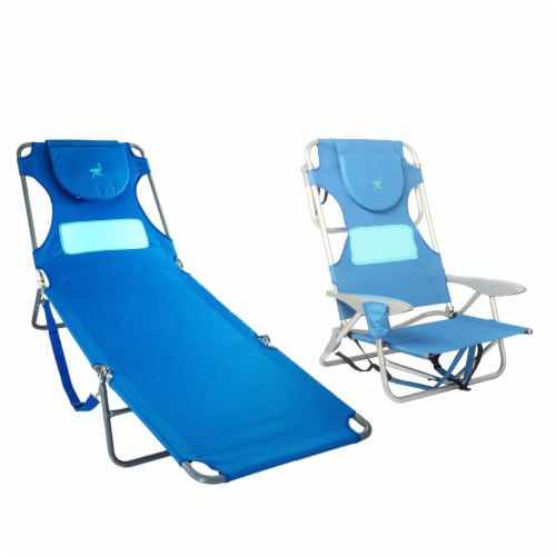 Ostrich Ladies Comfort Lounger Face Down Chair On Your Back Beach Chair Blue 2 Piece King Soopers