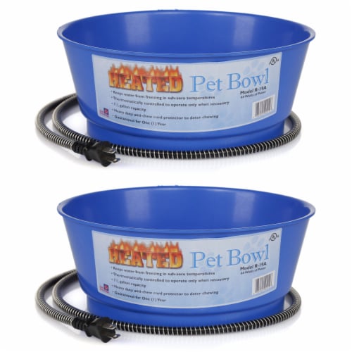 Farm Innovators 60 Watt 1.5 Gallon Electric Heated Pet Water Bowl Blue 2 Pack 2 Count Mariano s