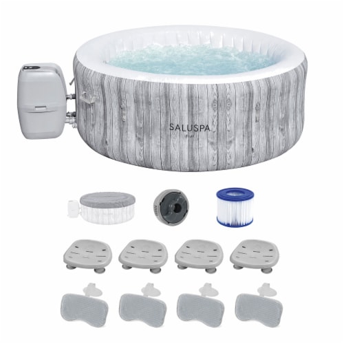 Bestway SaluSpa Fiji Hot Tub w/Set of 4 Spa Seat & 4 Pack Headrest Pillows, Gray Perspective: front