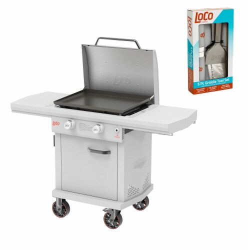 Loco Cookers 26 2 Burner Digital Gas Grill and 5 Piece Griddle Accessory Kit 2 Piece QFC