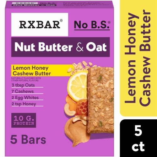 RXBAR Nut Butter and Oat Lemon Honey Cashew Butter Protein Bars Perspective: front