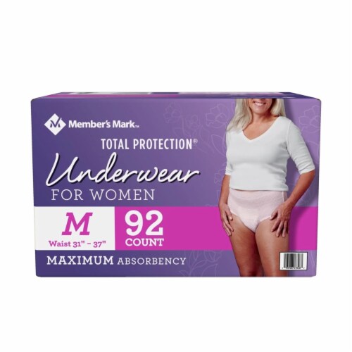 Member's Mark Total Protection Underwear for Women, Medium (92 Count ...