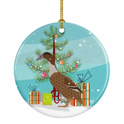 Dutch Hook Bill Duck Christmas Ceramic Ornament, Perspective: front