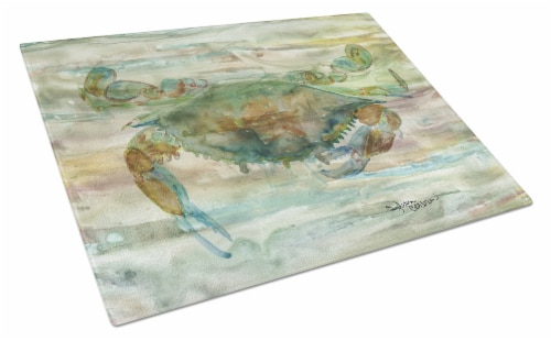 Carolines Treasures SC2015LCB Crab a leg up Sunset Glass Cutting Board Large Perspective: front