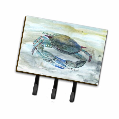Carolines Treasures SC2003TH68 6 x 2 x 9 in. Blue Crab Watercolor Leash or Key Holder Perspective: front