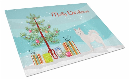 Carolines Treasures  CK3450LCB Danish Spitz Christmas Tree Glass Cutting Board L Perspective: front