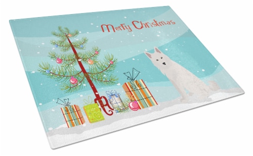 Carolines Treasures  CK3498LCB Danish Spitz Christmas Tree Glass Cutting Board L Perspective: front