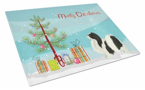 Carolines Treasures CK3548LCB Japanese Chin Christmas Tree Glass Cutting Board Perspective: front