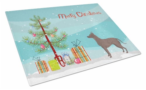 Mexican Hairless Dog Xolo Christmas Tree Glass Cutting Board Large Perspective: front