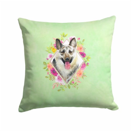 Eastern German Shepherd Green Flowers Fabric Decorative Pillow Perspective: front