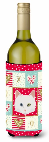 Carolines Treasures  CK5175LITERK Turkish Angora Cat Love Wine Bottle Hugger, Re Perspective: front