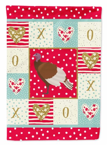 Carolines Treasures  CK5409GF Bourbon Red Turkey Hen Love Flag Garden Size, Red Perspective: front