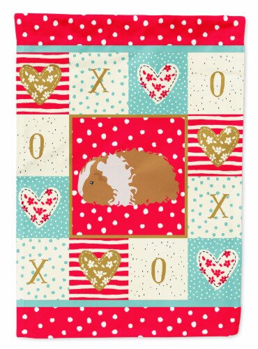 Carolines Treasures  CK5437CHF Texel Guinea Pig Love Flag Canvas House Size, Red Perspective: front