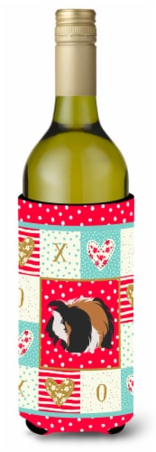 Carolines Treasures  CK5433LITERK Sheba Guinea Pig Love Wine Bottle Hugger, Red Perspective: front