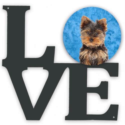 Blue Yorkie Puppy / Yorkshire Terrier Metal Wall Artwork Love Perspective: front