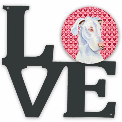 Great Dane Hearts Love And Valentine'S Day Portrait Metal Wall Artwork Love Perspective: front