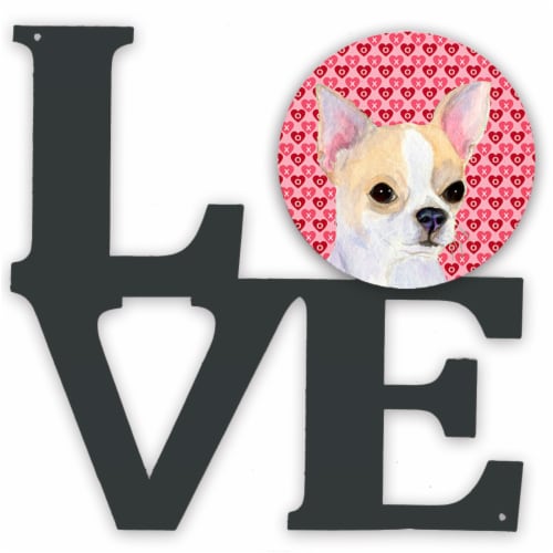 Chihuahua Hearts Love And Valentine'S Day Portrait Metal Wall Artwork Love Perspective: front