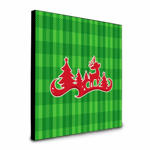 Christmas Tree Reindeer Green Artwork Panel wall-decor, Perspective: front