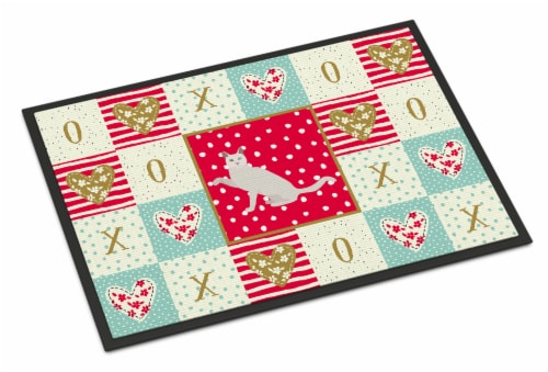 Khao Manee Cat Love Door Mat, Indoor Rug or Outdoor Welcome Mat 24x36 Doormat Perspective: front