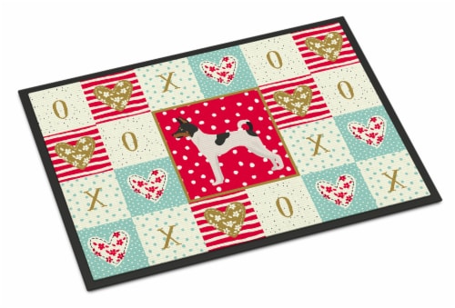 Carolines Treasures CK5899JMAT Toy Fox Terrier Love Doormat 24x36, Red Perspective: front