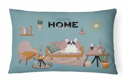 Piebald French Bulldog Sweet Home Canvas Fabric Decorative Pillow Perspective: front